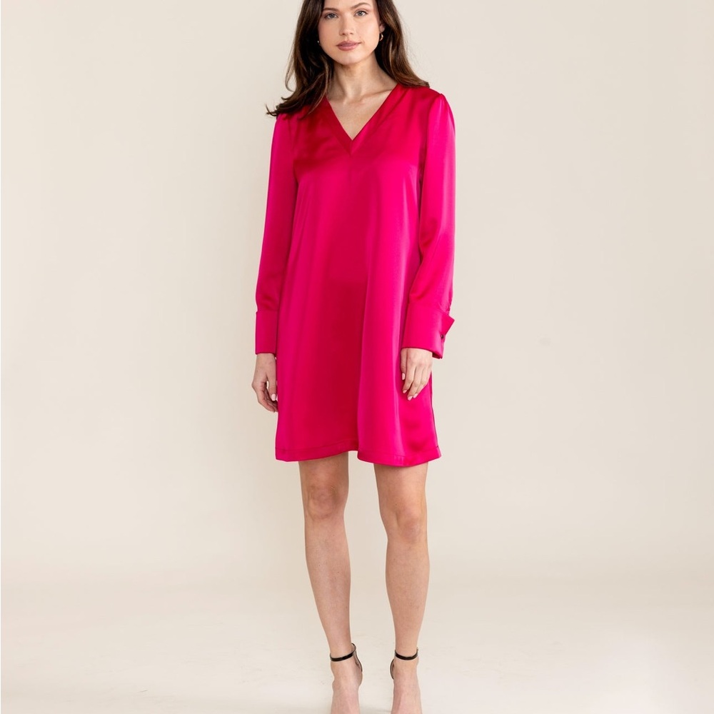 S'edge Neon Pink Alden Mini Dress - NWT - XS oversized- Spring/Summer V-Neck